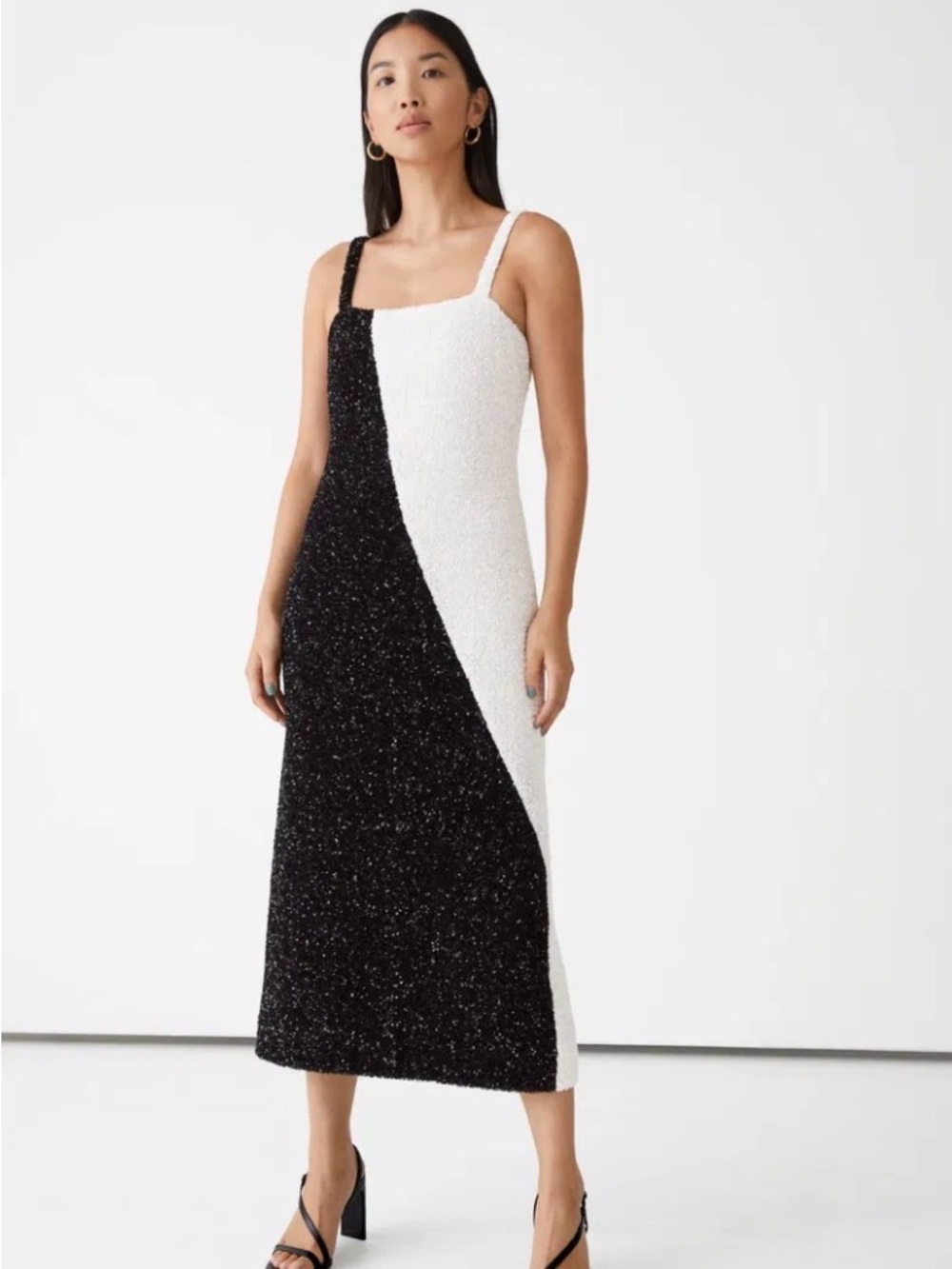 & Other Stories Strappy Sequin Midi Dress ✨🖤